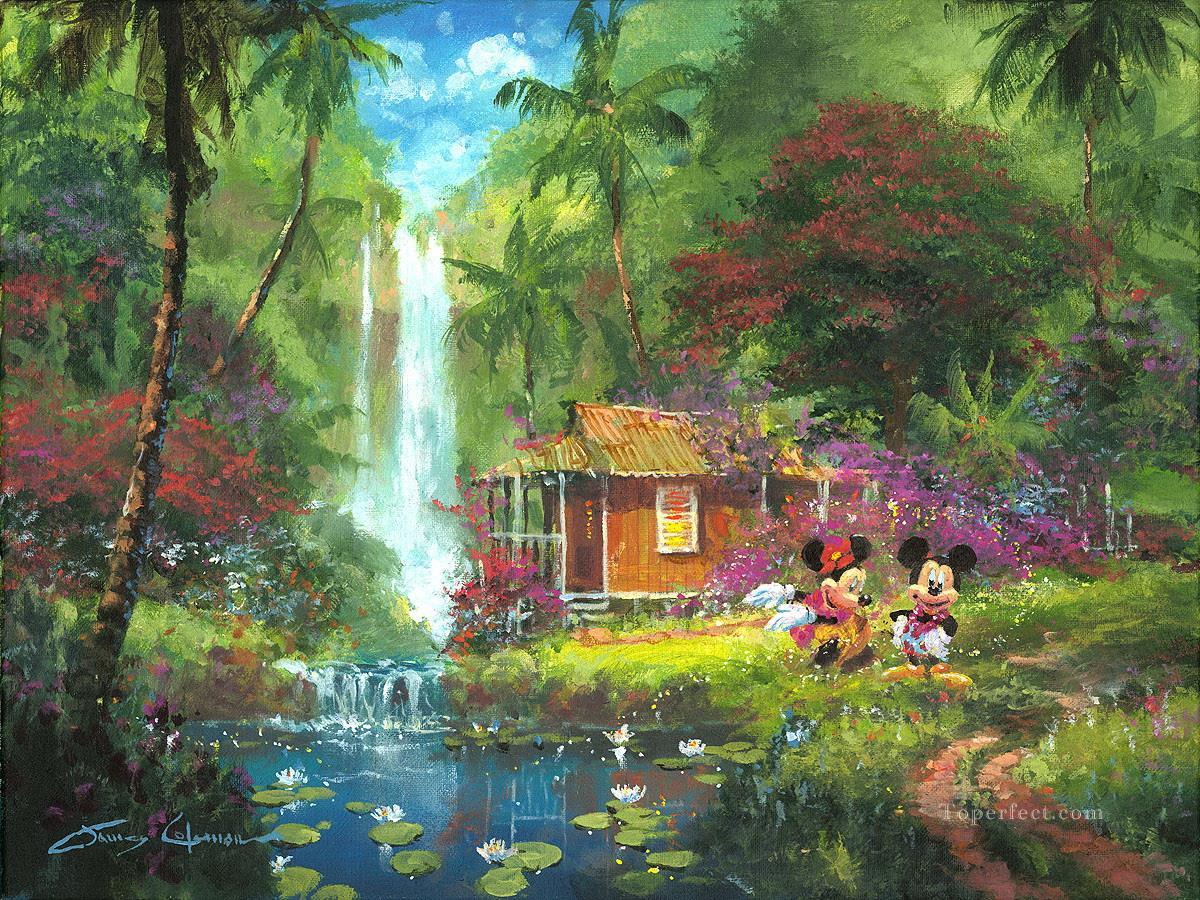 Mickey by pond cartoon for kids Oil Paintings